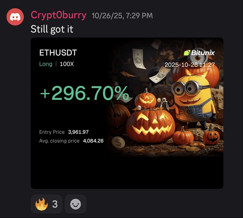 +296.70% ETHUSDT Long 100X trade result